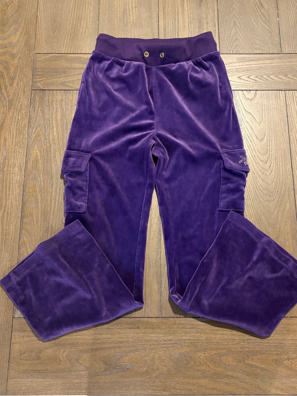 Justice Purple Velour Cargo Joggers for Kids